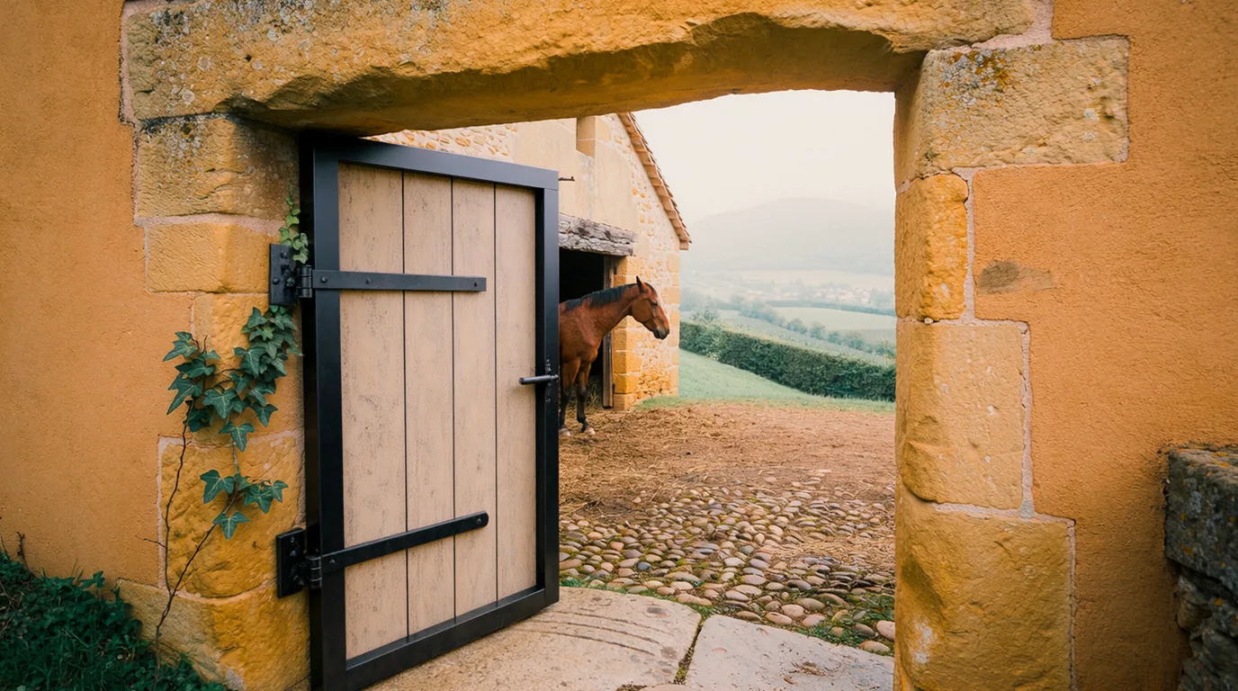 Entrée, Écurie de l'Abbaye, centre équestre à Savigneux